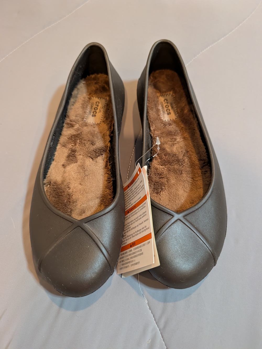 Crocs Women’s Olivia II Brown Fuzz Lined Ballet Flats, in Size 8